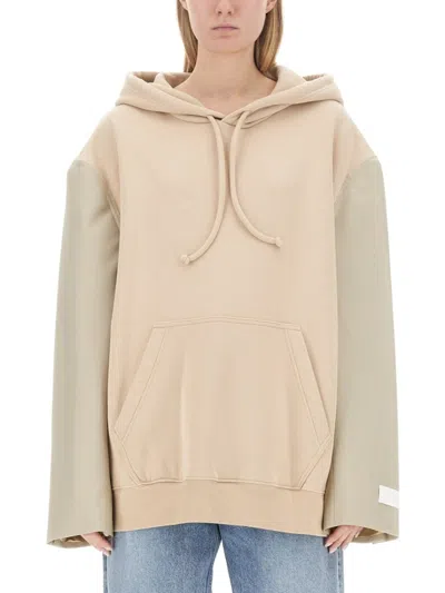 Mm6 Maison Margiela Mm6 By Maison Margiela Oversized Hooded Sweatshirt With Contrasting Sleeves