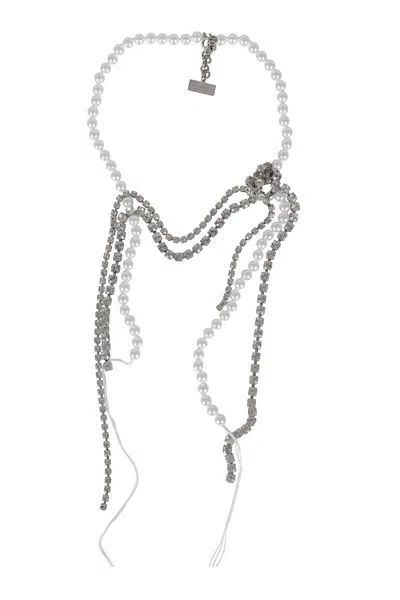 MM6 MAISON MARGIELA MM6 BY MAISON MARGIELA PEARL AND CRYSTAL NECKLACE - SILVER