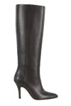 Mm6 Maison Margiela Mm6 By Maison Margiela Pointed Toe Knee-high Boot With White Stitch Detail In Black