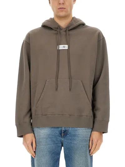 Mm6 Maison Margiela Mm6 By Maison Margiela Relaxed-fit Cotton Hoodie With Adjustable Drawstring In Brown