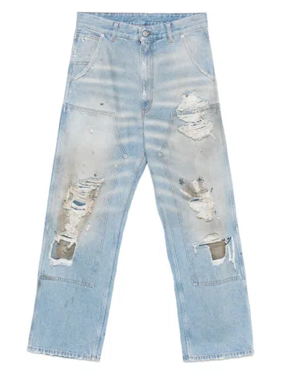 Mm6 Maison Margiela Mm6 By Maison Margiela Relaxed Fit High-waisted Distressed Jeans In Blue