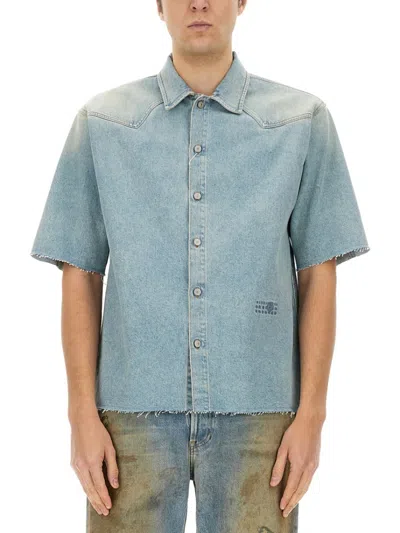 Mm6 Maison Margiela Mm6 By Maison Margiela Relaxed-fit Light Wash Denim Shirt In Blue