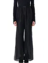 Mm6 Maison Margiela Relaxed Fit Silk Pants With Button Placket In Black