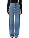 Mm6 Maison Margiela Mm6 By Maison Margiela Reversed Denim Band Jeans In Blue