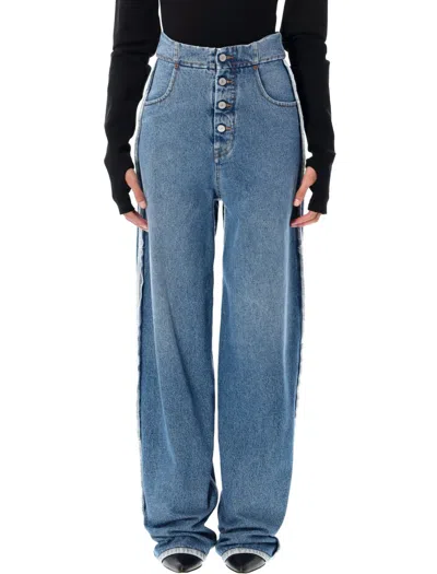 Mm6 Maison Margiela Mm6 By Maison Margiela Reversed Denim Band Jeans In Blue