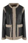 Mm6 Maison Margiela Mm6 By Maison Margiela Textured Black Shearling Jacket With Plush Trim In Black