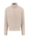 Mm6 Maison Margiela Mm6 By Maison Margiela Ribbed High-neck Knit Sweater With Distressed Details In Neutral