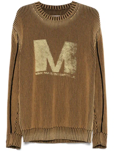 Mm6 Maison Margiela Mm6 By Maison Margiela Ribbed Knit Sweatshirt In Brown