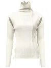Mm6 Maison Margiela Mm6 By Maison Margiela Ribbed Knit Turtleneck Sweater In White