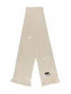 Mm6 Maison Margiela Mm6 By Maison Margiela Ribbed Texture Scarf With Fringed Edges In Neutral