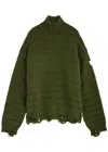 Mm6 Maison Margiela Wool-blend Ribbed Rollneck Jumper In Grün