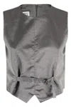 Mm6 Maison Margiela Mm6 By Maison Margiela Satin-finish Grey Gilet With Structured Belt In Gray