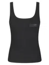 Mm6 Maison Margiela Mm6 By Maison Margiela Sleeveless Ribbed Cotton Tank Top With Hook In Black