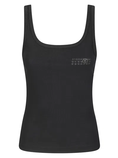 Mm6 Maison Margiela Mm6 By Maison Margiela Sleeveless Ribbed Cotton Tank Top With Hook In Black
