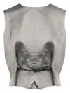 Mm6 Maison Margiela Mm6 By Maison Margiela Sleeveless Structured Jacket With Peplum Hem In Gray