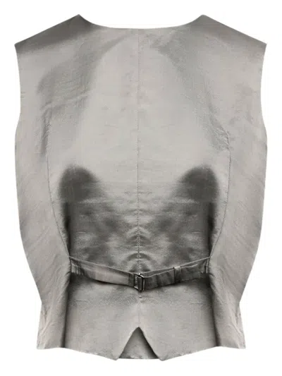 Mm6 Maison Margiela Mm6 By Maison Margiela Sleeveless Structured Jacket With Peplum Hem In Gray