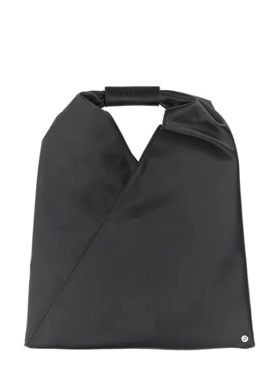 Mm6 Maison Margiela Mm6 By Maison Margiela Small Matte Finish Shoulder Bag With Distinctive V-shape Opening In Black