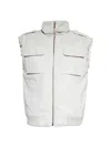 Mm6 Maison Margiela Mm6 By Maison Margiela Stand Collar Off-white Sleeveless Vest With Zip Pockets In White