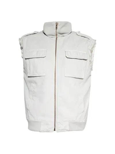 MM6 MAISON MARGIELA MM6 BY MAISON MARGIELA STAND COLLAR OFF-WHITE SLEEVELESS VEST WITH ZIP POCKETS