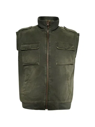 Mm6 Maison Margiela Mm6 By Maison Margiela Stand Collar Sleeveless Vest With Functional Pockets In Gray