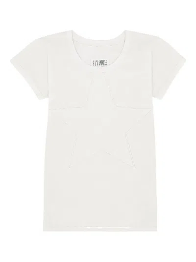 Mm6 Maison Margiela Mm6 By Maison Margiela Star Applique Off-white Cotton T-shirt