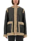 Mm6 Maison Margiela Mm6 By Maison Margiela Textured Black Shearling Jacket With Plush Trim In Black