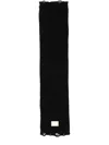 Mm6 Maison Margiela Mm6 By Maison Margiela Textured Ribbed Black Wool Scarf With Fringe In Black