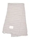 Mm6 Maison Margiela Mm6 By Maison Margiela Textured Ribbed Grey Scarf With Branded Patch In White