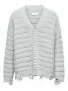 Mm6 Maison Margiela Mm6 By Maison Margiela Textured Ribbed Grey Sweater With Button-down Front In Gray