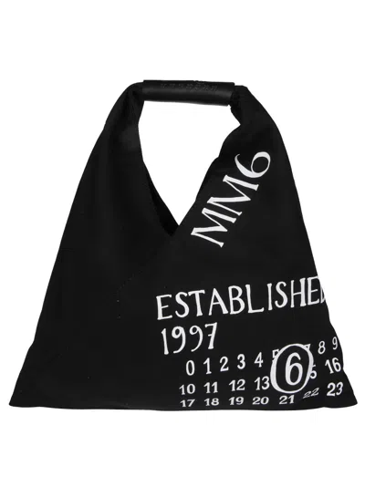 Mm6 Maison Margiela Mm6 By Maison Margiela Triangular Hand-bag With Bold Logo Print In Black