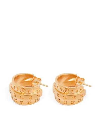 Mm6 Maison Margiela Mm6 By Maison Margiela Triple-logo Earrings In Gold