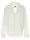 Mm6 Maison Margiela Mm6 By Maison Margiela V-neck Cotton Shirt With Long Cuffed Sleeves In White