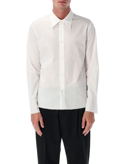 Mm6 Maison Margiela Mm6 By Maison Margiela White Cotton Shirt With Raw Hem In Gray
