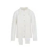 Mm6 Maison Margiela Mm6 By Maison Margiela Button-down Minimalist Wool Cardigan With Textured Knit Finish In White