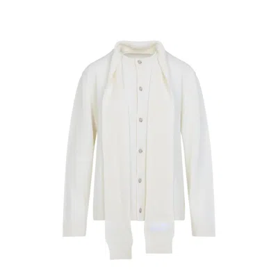 Mm6 Maison Margiela Mm6 By Maison Margiela Cardigan-style Knit Sweater With Scarf Detail In Gray