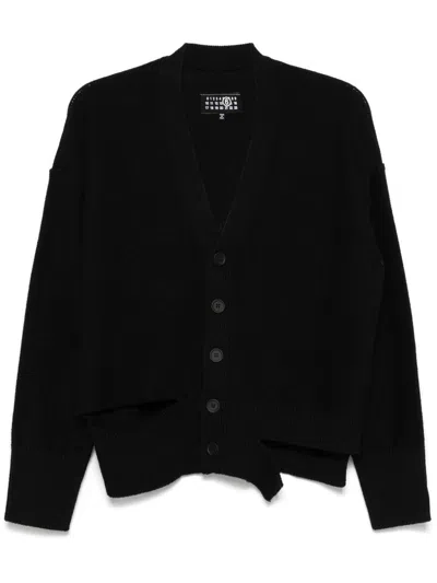 Mm6 Maison Margiela Mm6 By Maison Margiela Relaxed Fit Black Wool Knit Cardigan