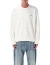 Mm6 Maison Margiela Mm6 Cotton Crewneck Sweatshirt With Numeric Logo In White