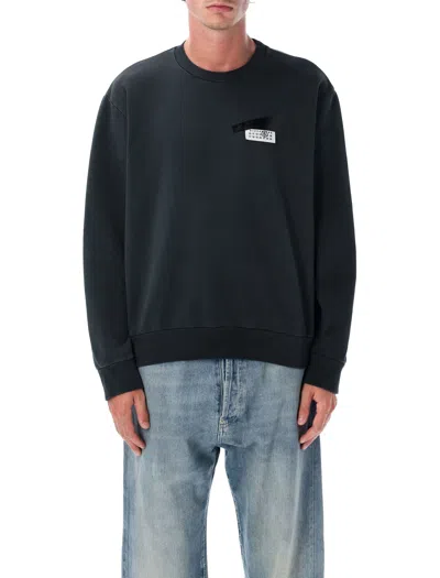 Mm6 Maison Margiela Mm6 Cotton Crewneck Sweatshirt With Numeric Logo In Black