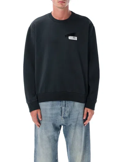 Mm6 Maison Margiela Mm6 By Maison Margiela Wool Taped Label Crewneck Sweater In Black