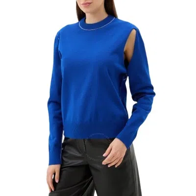 Mm6 Maison Margiela Crewneck Cut-out Sweater In Blue