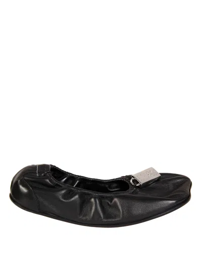 Mm6 Maison Margiela Soft Leather Ballerina Flats With Gathered Edging In Multi
