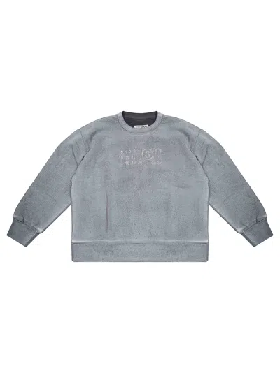 Mm6 Maison Margiela Mm6 Fw26 Kids Logo Sweatshirt T-shirt In Gray