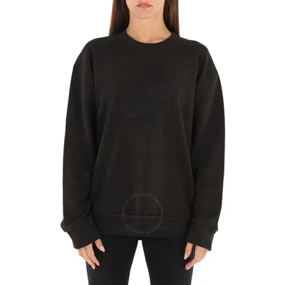 Mm6 Maison Margiela Mm6 Ladies Black Maxi Logo Print Crewneck Sweatshirt