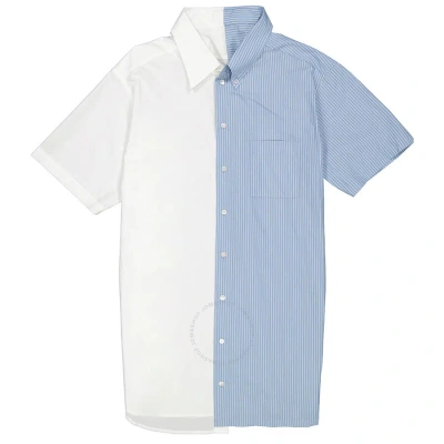 Mm6 Maison Margiela Mm6 Ladies Cotton-poplin Spliced Shirt Dress In White/blue