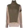 Mm6 Maison Margiela Green Patchwork Turtleneck In Green
