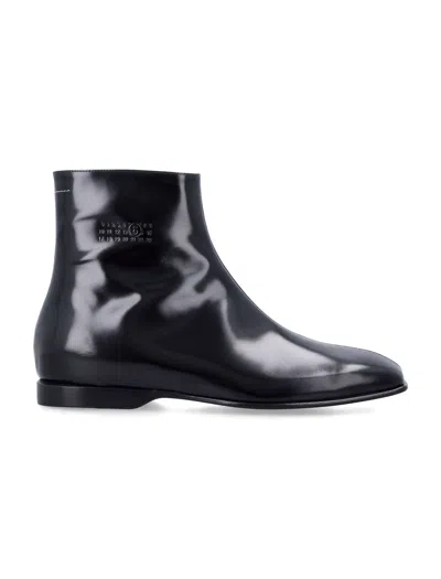 Mm6 Maison Margiela Mm6 Leather Ankle Boots In Black