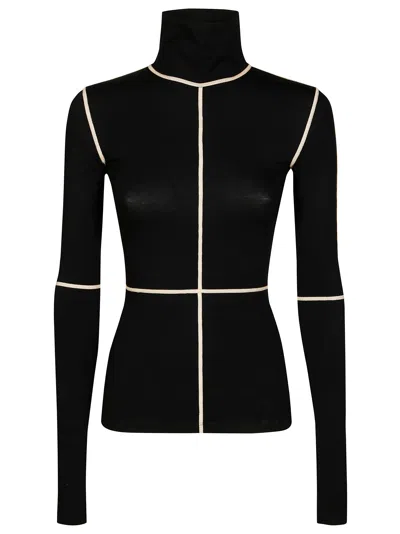 Mm6 Maison Margiela Mm6 Long Sleeve Mini Sweater For Women In Black