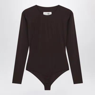 Mm6 Maison Margiela Mm6 Long-sleeve Lycra Jersey Bodysuit In Brown