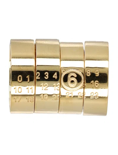 Mm6 Maison Margiela Stacked Numeric Metal Ring In Gold