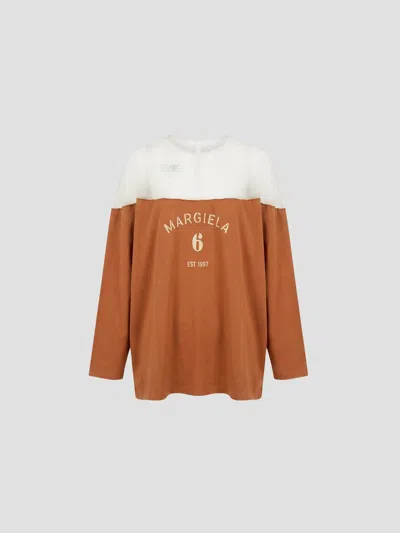 Mm6 Maison Margiela Mm6 Mini Graphic T-shirt In Brown